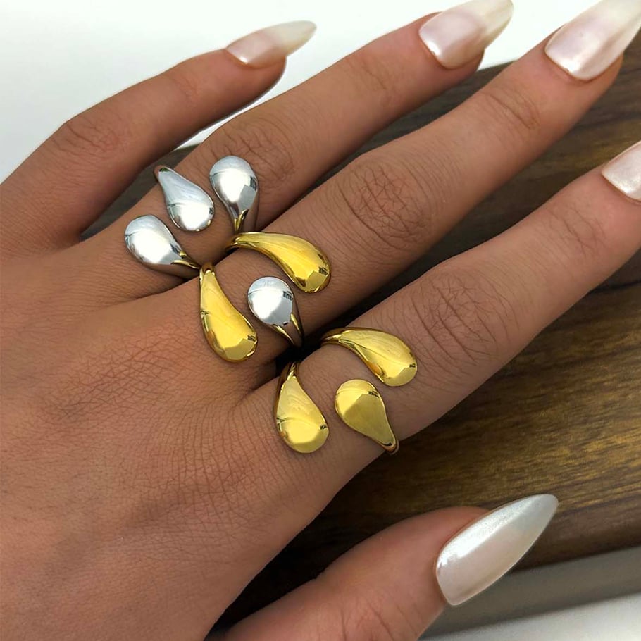 1 Piece Simple Daily Irregular Shape Stainless Steel  Gold Color  Statement Rings Picture5