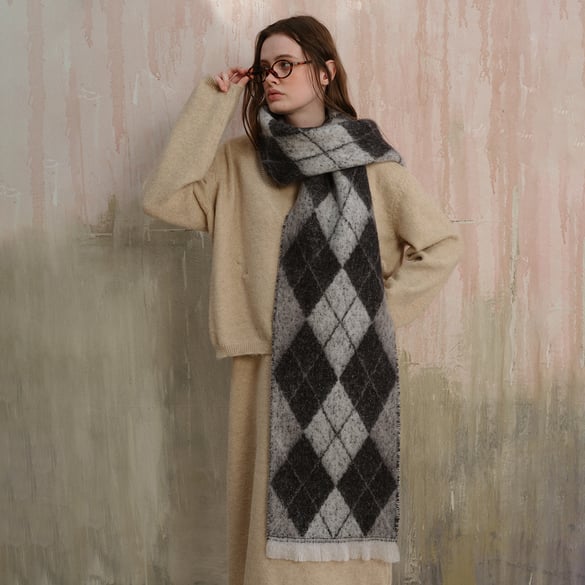 1 Piece Classic Rhombus Polyester Women's Winter Scarves