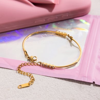 Braccialetti a catena da donna in acciaio inossidabile color oro con cuore della serie Simple da 1 pezzo h5 Immagine5