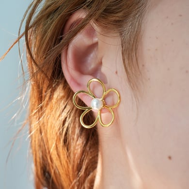 1 Pair Simple Series Natural Flower Stainless Steel  Women's Stud Earring h5 Picture6