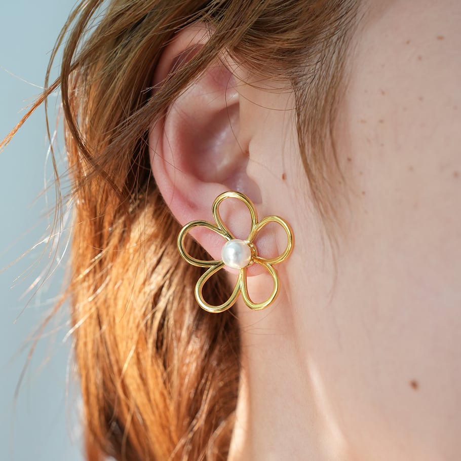 1 Pair Simple Series Natural Flower Stainless Steel  Women's Stud Earring Picture6
