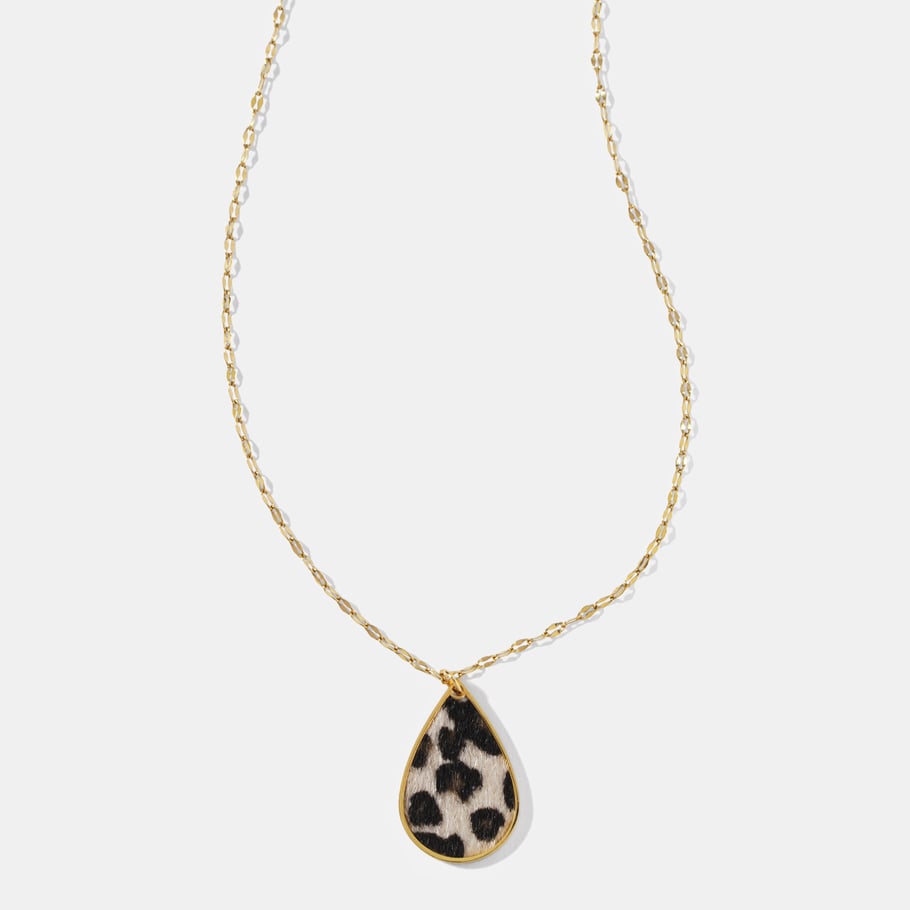Collana con ciondolo da donna in acciaio inossidabile con stampa leopardata retrò a goccia, serie semplice, 1 pezzo 