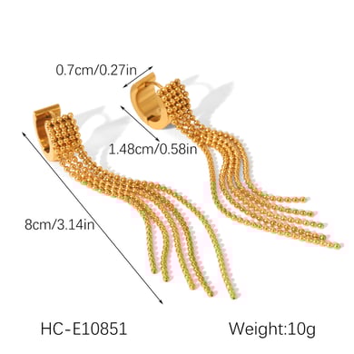 1 Pair Simple Daily Tassel Stainless Steel   Gold Color  Women's Drop Earrings h5 Picture2