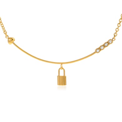 1 pezzo di collana con ciondolo da donna in acciaio inossidabile color oro con lucchetto classico h5 