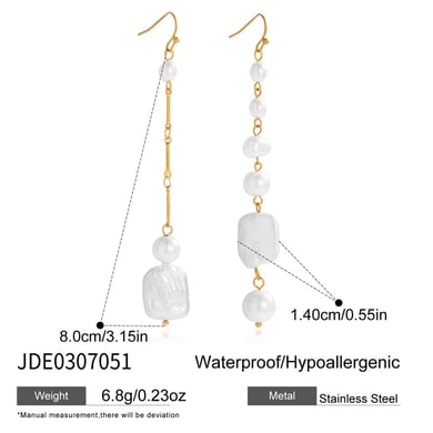 1 paio di eleganti orecchini pendenti da donna in acciaio inossidabile color oro h5 Immagine2