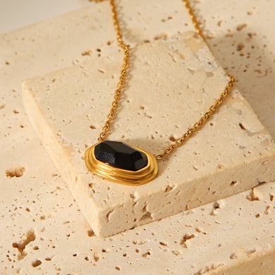 1 Piece  Rectangle Stainless Steel Gold Color Women's Pendant Necklaces h5 Picture4