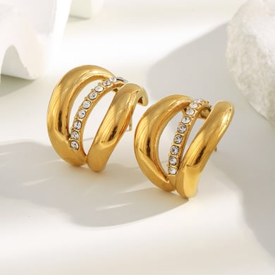 1 Pair Classic Irregular Shape Stainless Steel Gold Color Women's Stud Earrings h5 Picture6