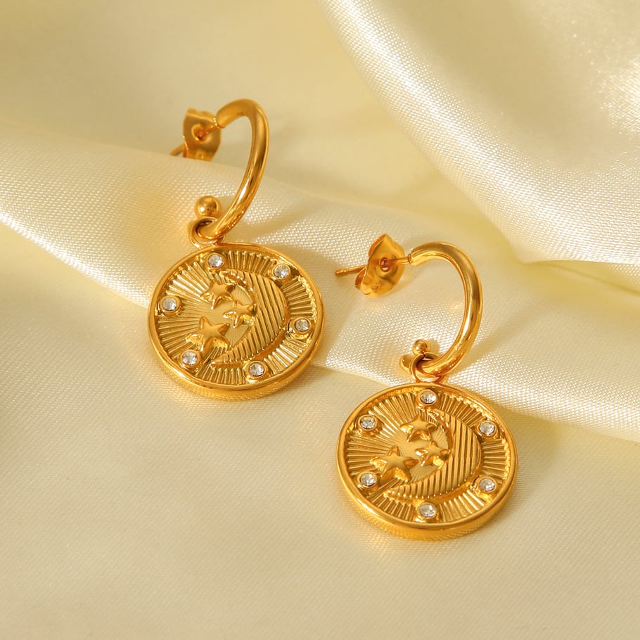 1 Pair Daily Cross Stainless Steel   Gold Color  Zircon Women's Drop Earrings Picture7