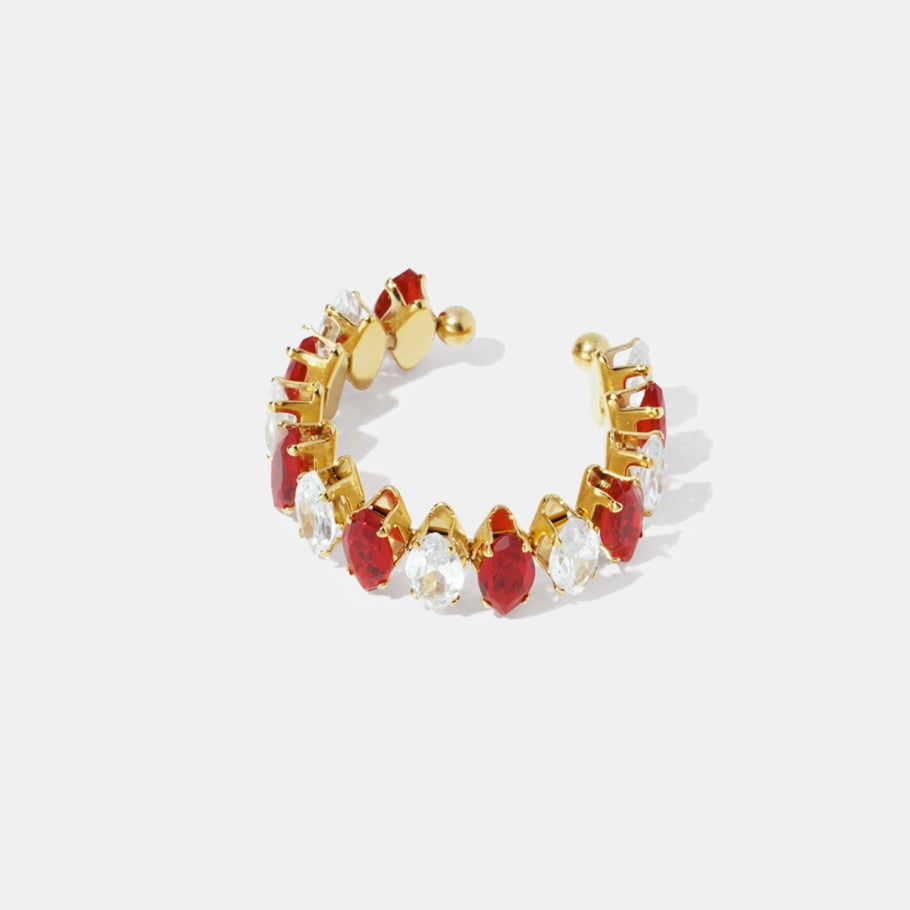 1 Piece Luxurious Circle Stainless Steel Gemstone Ring Picture4