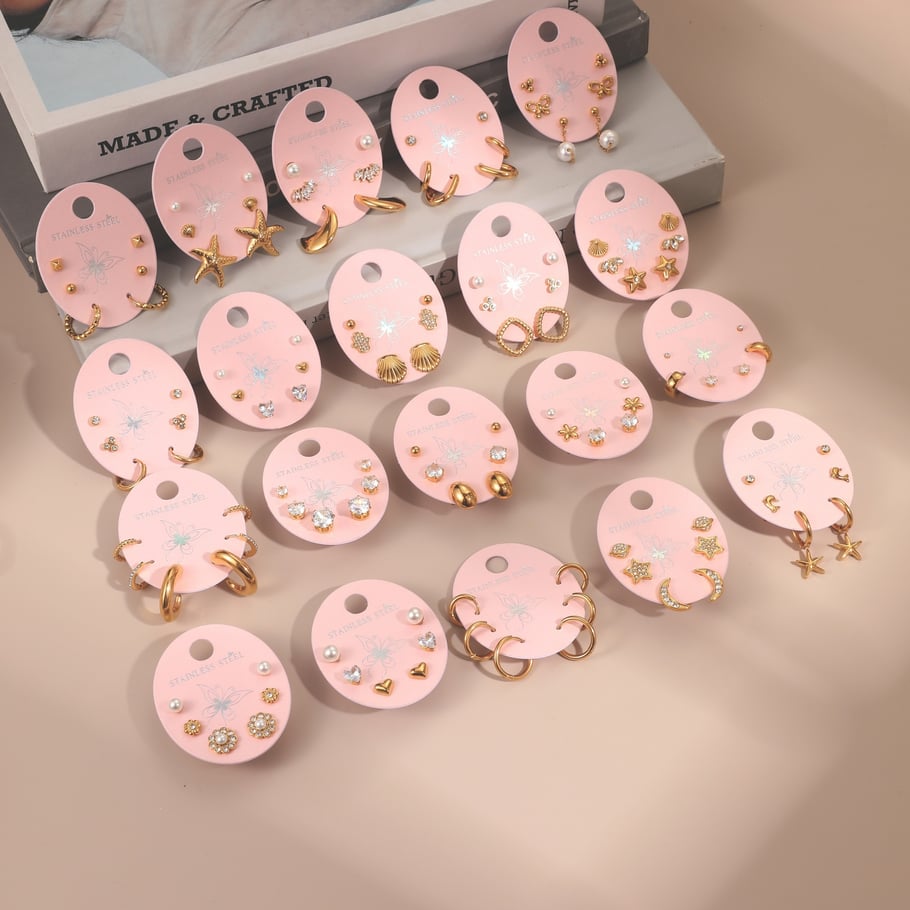 1 Pair Simple Series Classic Cartoon Stainless Steel  Gold Color  Women's Stud Earrings Picture2