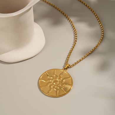 Sun Stainless Steel Gold Color Necklace Set h5 Picture2