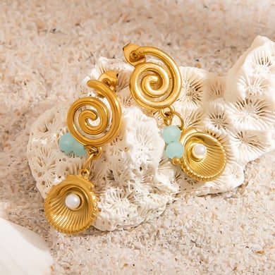 1 Pair Luxurious Shell Stainless Steel  Women's Drop Earrings h5 Picture6