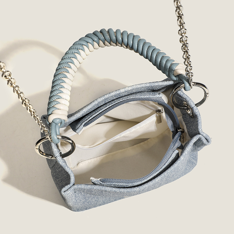 Sac à main quotidien en denim torsadé et rayonne pour femme, 1 pièce Image3