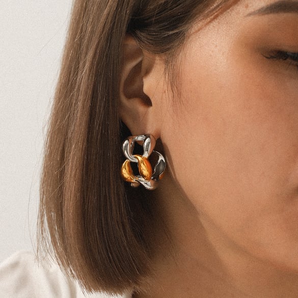 1 Pair Daily Irregular Shape Mixed Gold Color And Silver Colors  Women's Stud Earrings 2