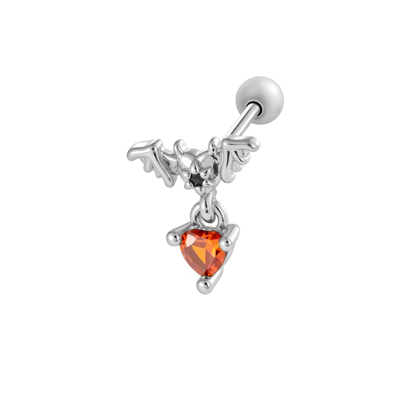 1 stuk hart kruis koper goud kleur zirkoon piercing oorbel 