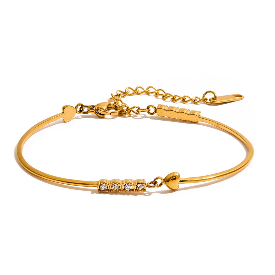 Braccialetti a catena da donna in acciaio inossidabile color oro con cuore della serie Simple da 1 pezzo 