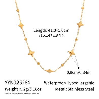 1 Piece Stars Stainless Steel Gold Color Chain Necklace h5 
