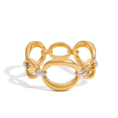 1 Piece Casual Irregular Shape Stainless Steel Gold Color Statement Rings h5 