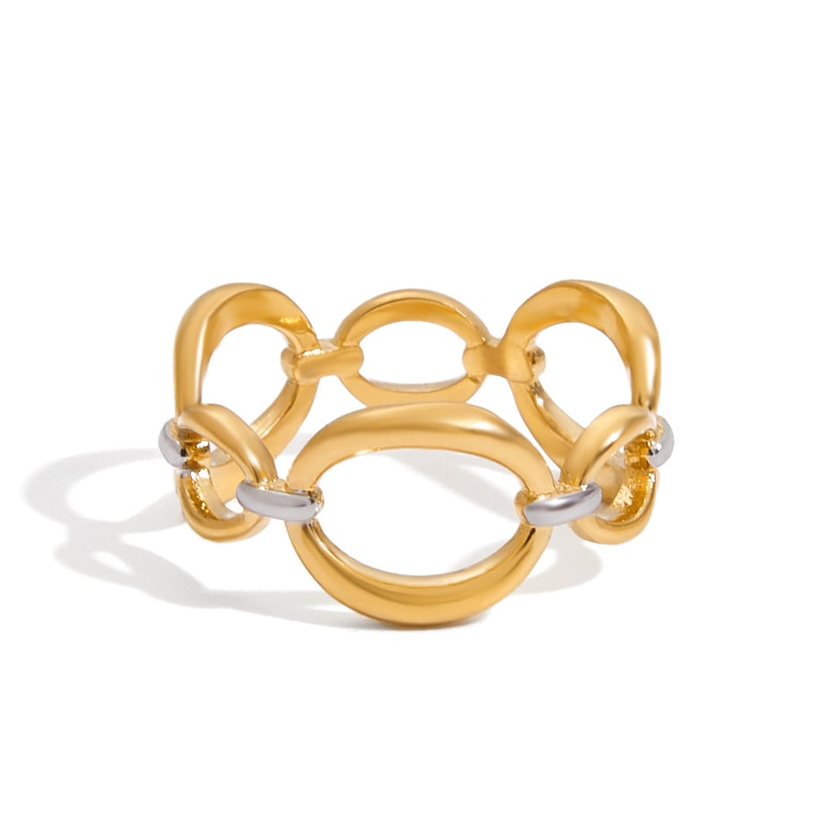 1 Piece Casual Irregular Shape Stainless Steel Gold Color Statement Rings 