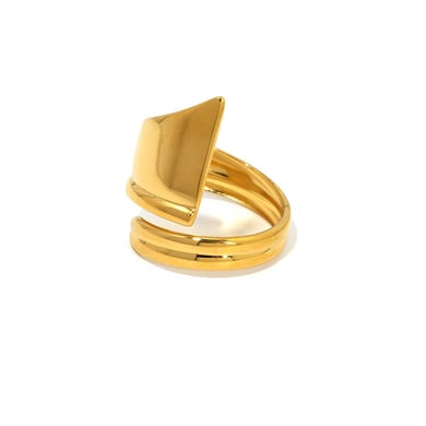 1 Piece Simple Irregular Shape Stainless Steel  Gold Color Statement Rings h5 