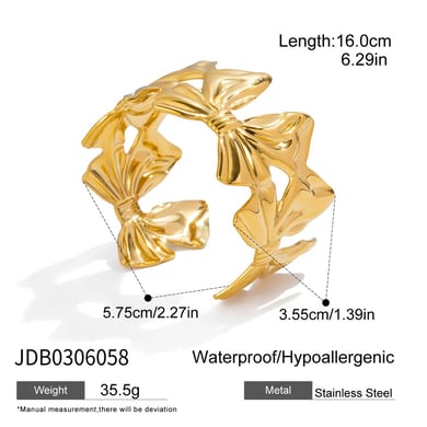 1 Piece Sophisticated Bow Knot Stainless Steel Gold Color Women's Cuff Bracelets h5 Picture2