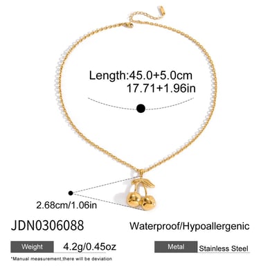 1 pezzo di collana con ciondolo da donna in acciaio inossidabile color oro a forma di ciliegia dolce h5 Immagine2