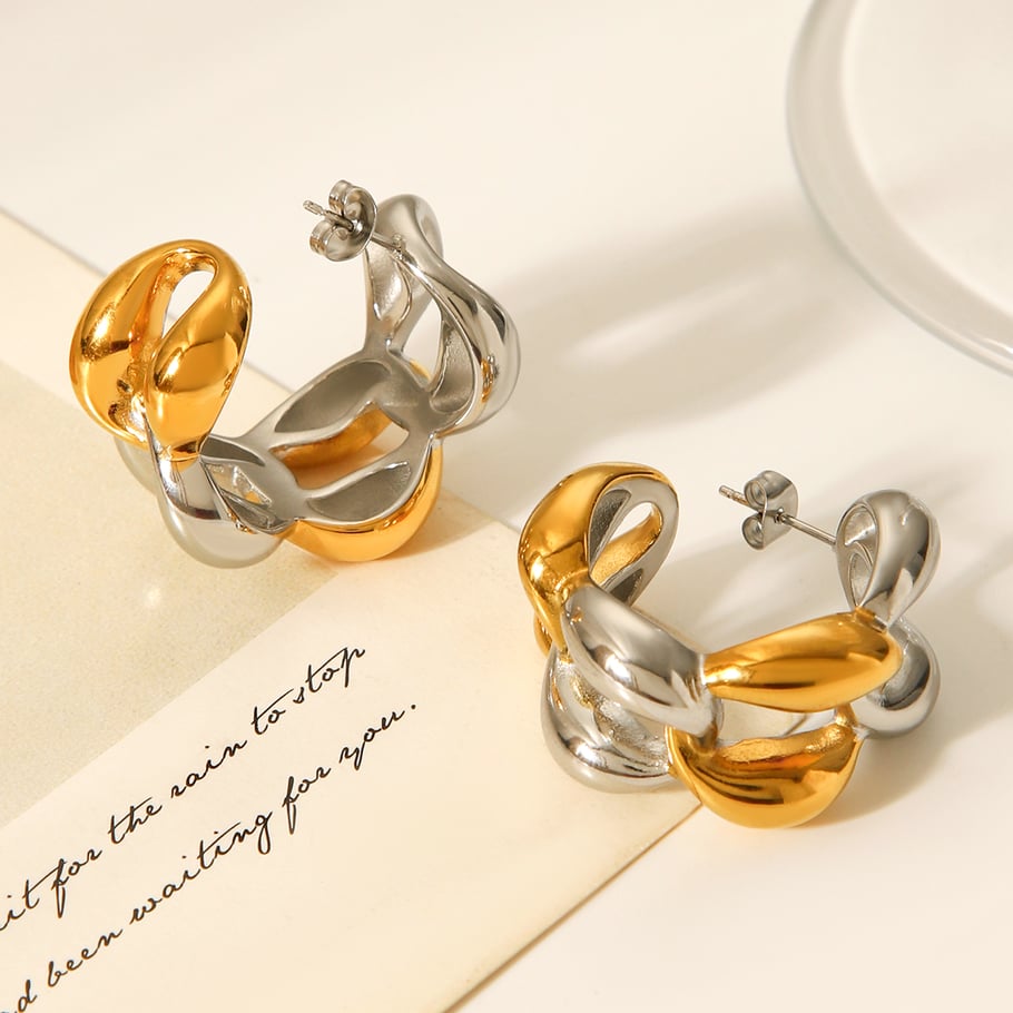 1 Pair Daily Irregular Shape Mixed Gold Color And Silver Colors  Women's Stud Earrings Picture7