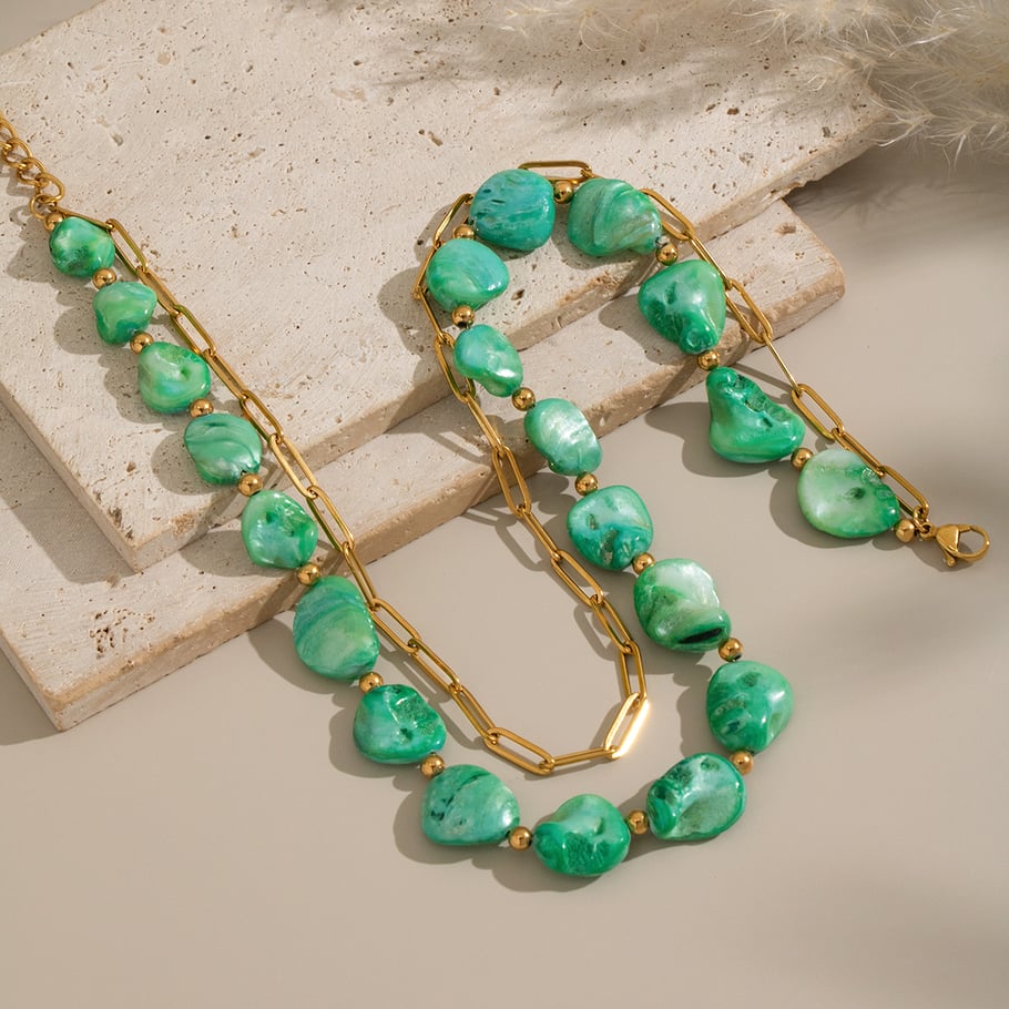 Set di collane in acciaio inossidabile con conchiglie naturali Immagine4