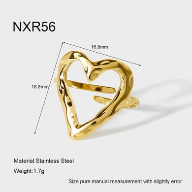 1 Stück romantische einfache Herz Edelstahl Gold Farbe Damen Statement Ringe h5 