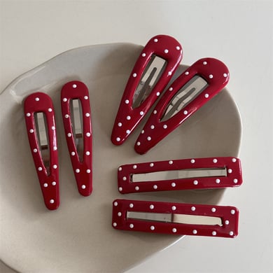 1 pieza de pinzas para el cabello de tela con lunares dulces de serie simple para mujer h5 Imagen2
