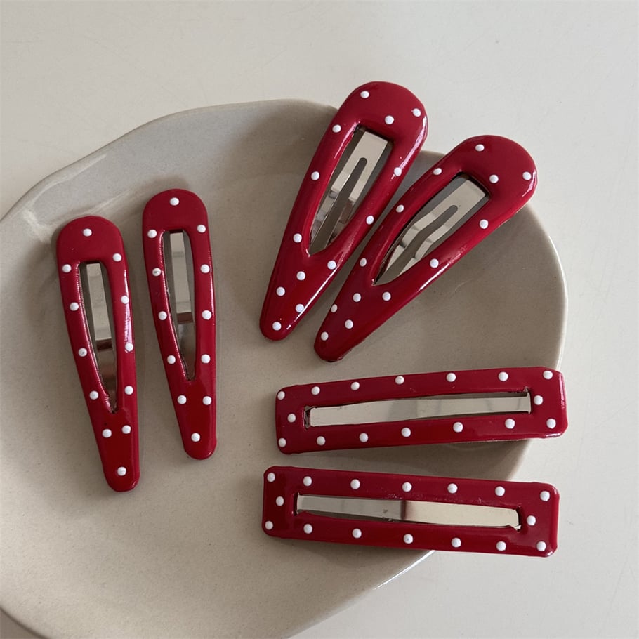 1 pieza de pinzas para el cabello de tela con lunares dulces de serie simple para mujer Imagen2