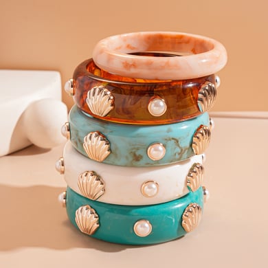 1 brazalete de resina con forma de concha retro h5 Imagen4