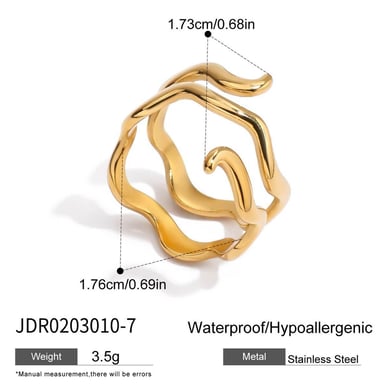 1 Piece Simple Curve Stainless Steel Gold Color Minimalist Rings h5 Picture2
