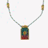 Hand-woven colored rope oil drop sun tarot card - gold and blue Picture4