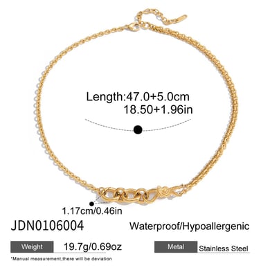 1 Piece Classic Twist Circle Stainless Steel Gold Color Women's Chain Necklaces h5 Picture2