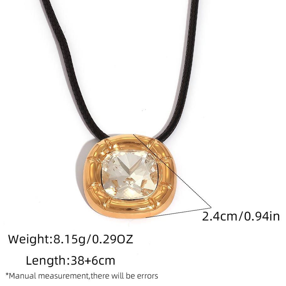 Collier avec pendentif rectangulaire simple en acier inoxydable pour femme, 1 pièce Image2