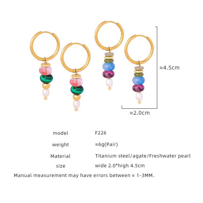 1 Paar elegante Perlen Edelstahl Naturstein Damen Tropfen Ohrringe Bild6