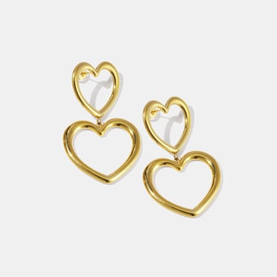 1 Pair Elegant Classic Heart Splicing Stainless Steel Women's Dangle Earrings h5 Picture2