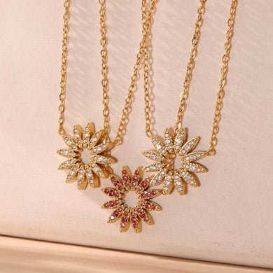Luxurious Sun Stainless Steel Gold Color Women's Jewelry Sets h5 Picture6