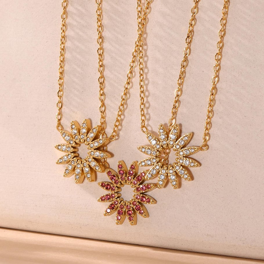 Luxurious Sun Stainless Steel Gold Color Women's Jewelry Sets Picture6