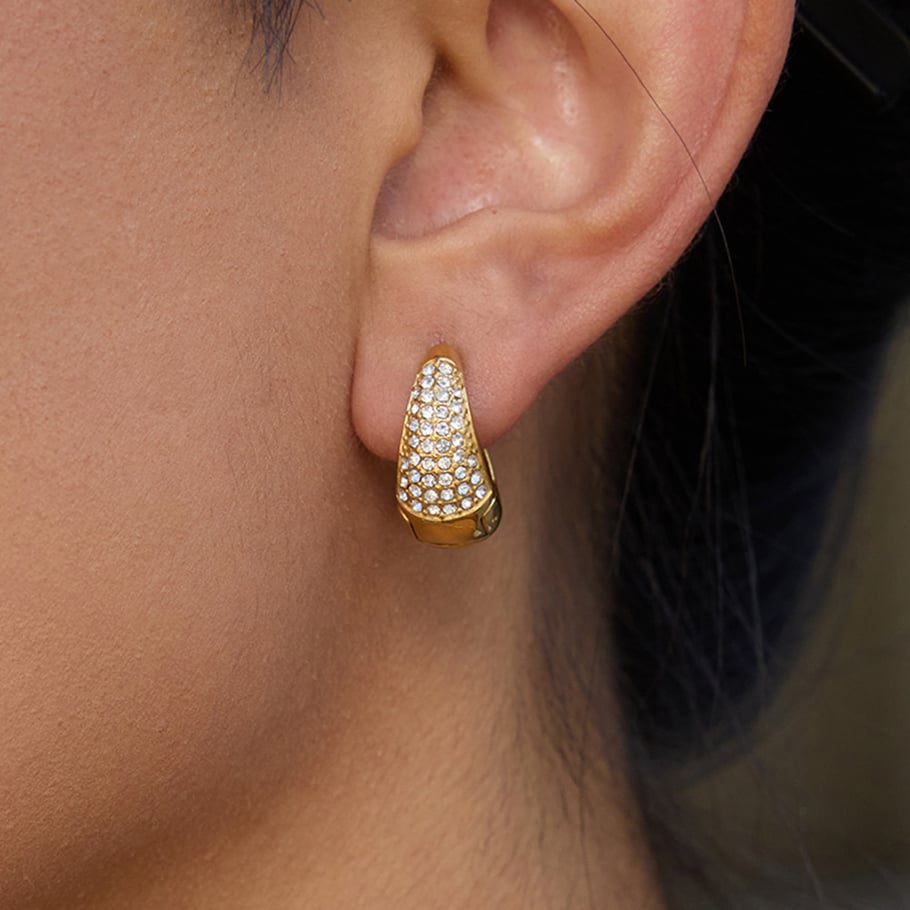 1 Pair Luxurious Series Circle Stainless Steel Gold Color Women's Hoop Earrings Picture4