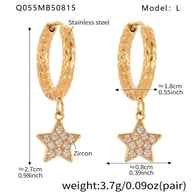 Q055-Golden Five-pointed Star Zircon Earrings-L Picture8