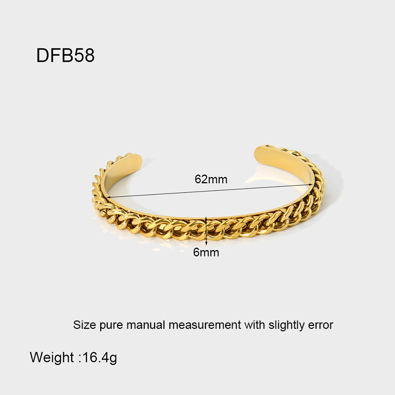 1 Piece  Classic Chain Woven Stainless Steel  Gold Color  Women's Cuff Bracelets 