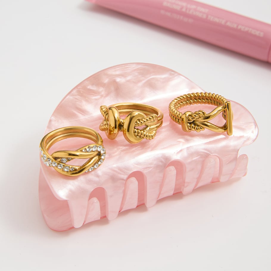 1 Piece Designable Twist Stainless Steel Gold Color Statement Rings Picture7