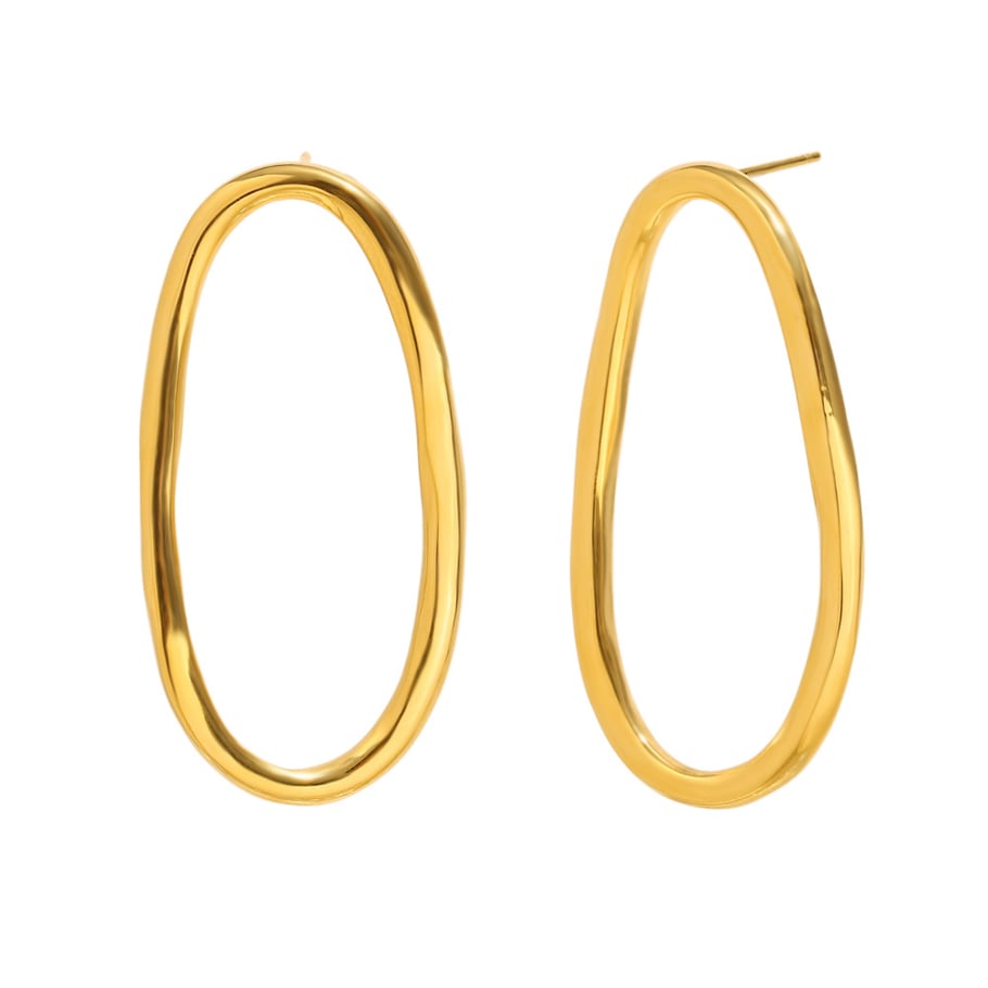 1 Pair Simple Oval Stainless Steel Gold Color Women's Stud Earrings 