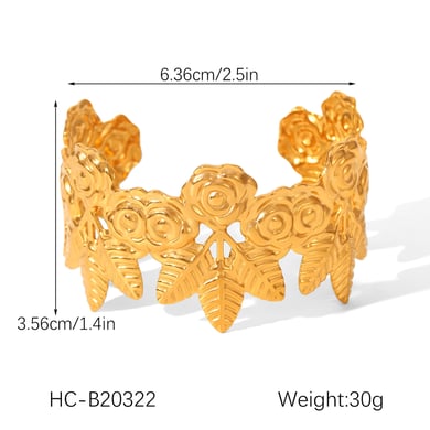 1 pieza de pulseras de mujer de color dorado con diseño de flores diarias de serie simple h5 Imagen2