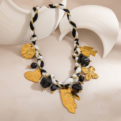 1 Piece Luxurious Simple Irregular Shape Patchwork Braided Rope  Women's Pendant Necklaces h5 Picture4
