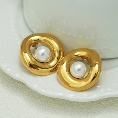 1 Pair Simple Series Retro Irregular Shape Stainless Steel  Woemn's Stud Earrings h5 Picture7