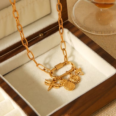 1 Piece Daily Animal Stainless Steel  Gold Color Women's Pendant Necklaces h5 Picture4