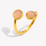 Anillo abierto de ágata rosa de doble punta - oro Imagen2